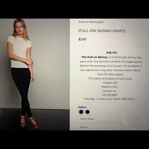 Avenue Montaigne pull on skinny pants size 8 blue